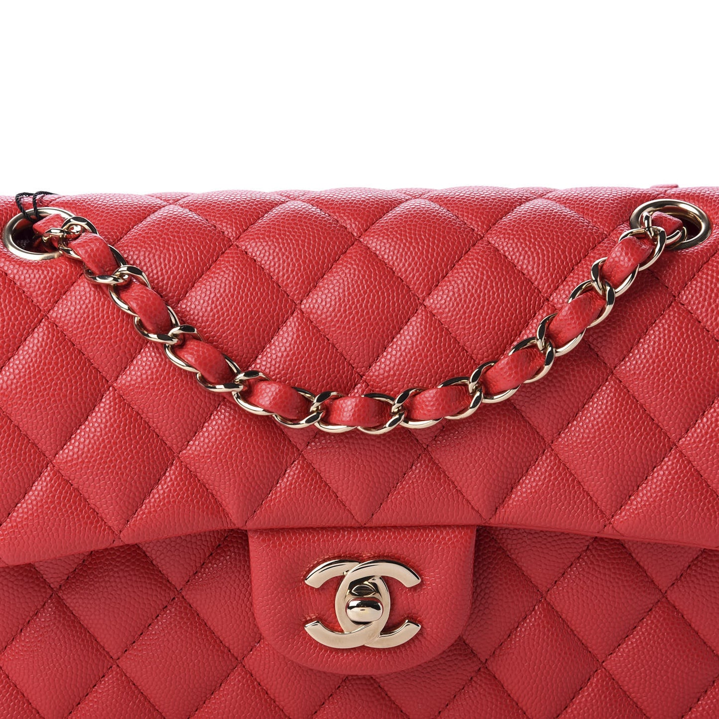 Caviar Quilted Small Double Flap Red