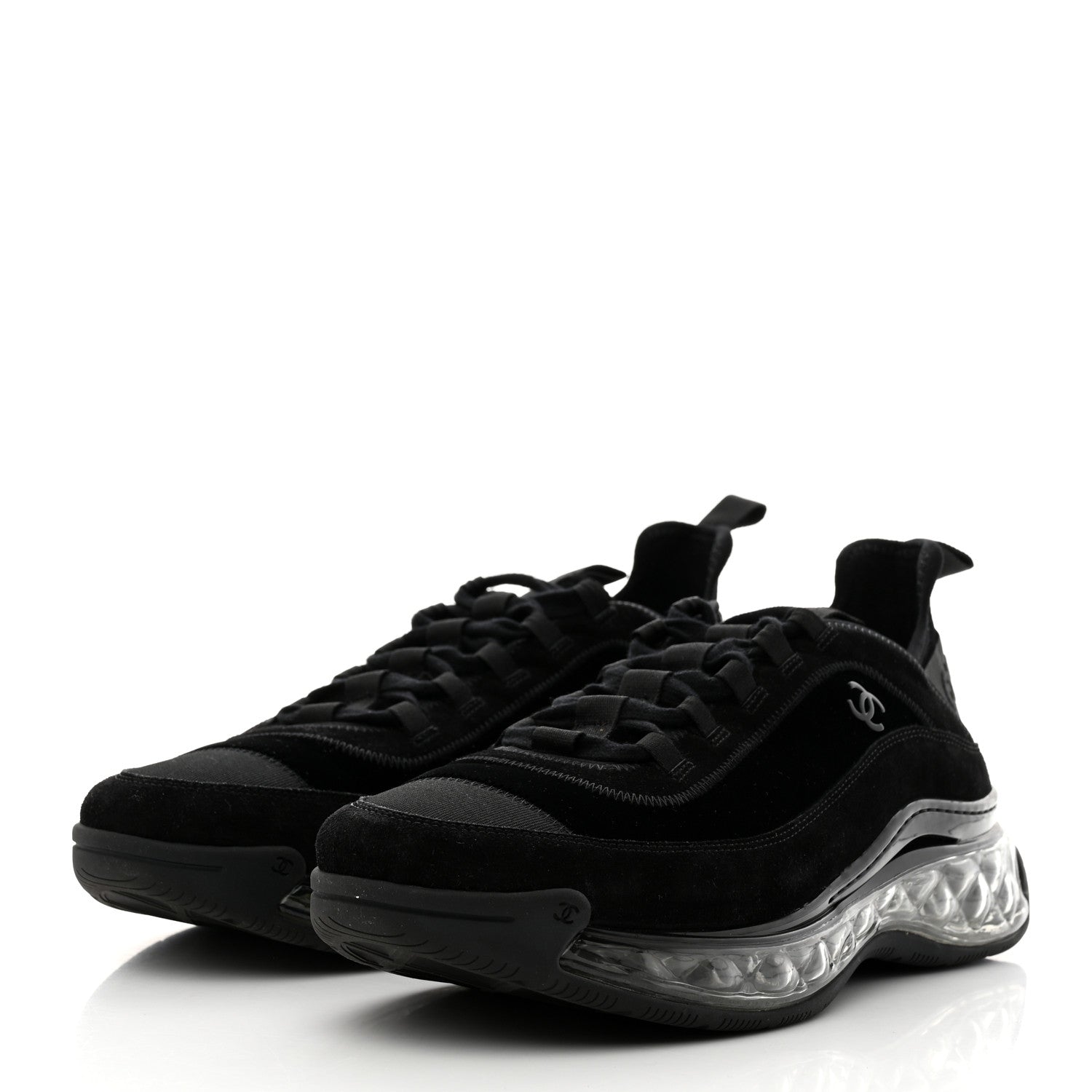 Chanel Suede Grosgrain Mens CC Sneakers 46 Black 3 of 8