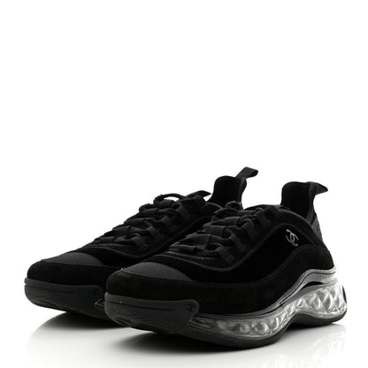 Chanel Suede Grosgrain Mens CC Sneakers 46 Black 3 of 8