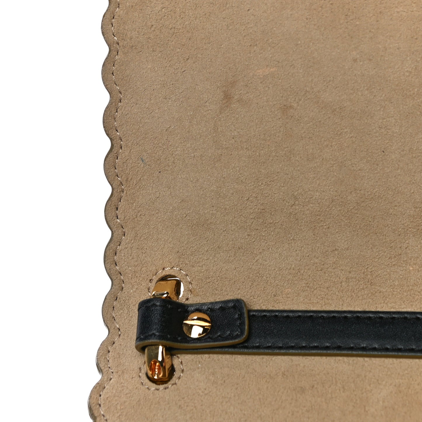 Vitello Liberty Scalloped Studded Small Kan I Shoulder Bag Black