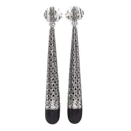 John Hardy Sterling Silver Black Ebony Wood Classic Chain Drop Earrings 1 of 5