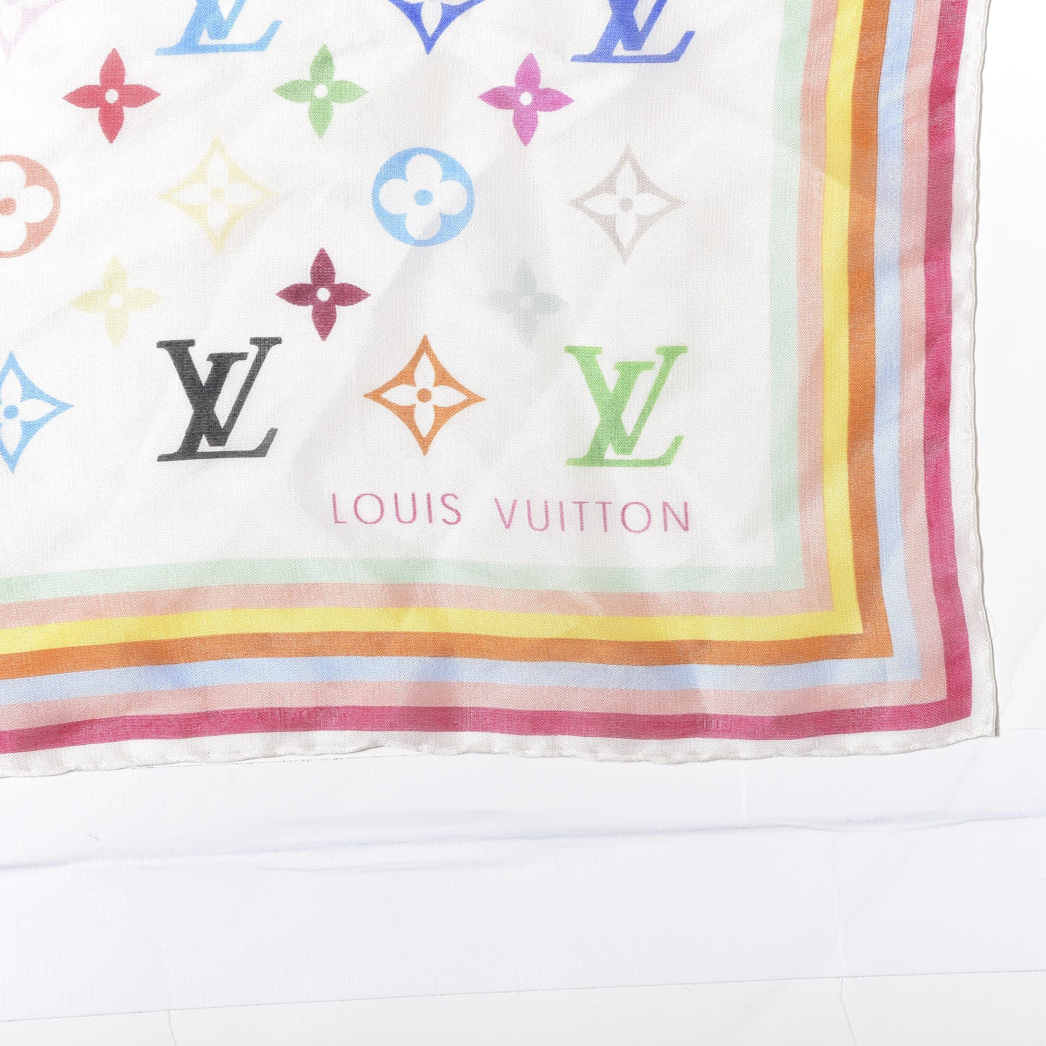 Louis Vuitton Silk Monogram Multicolor Scarf White 2 of 2