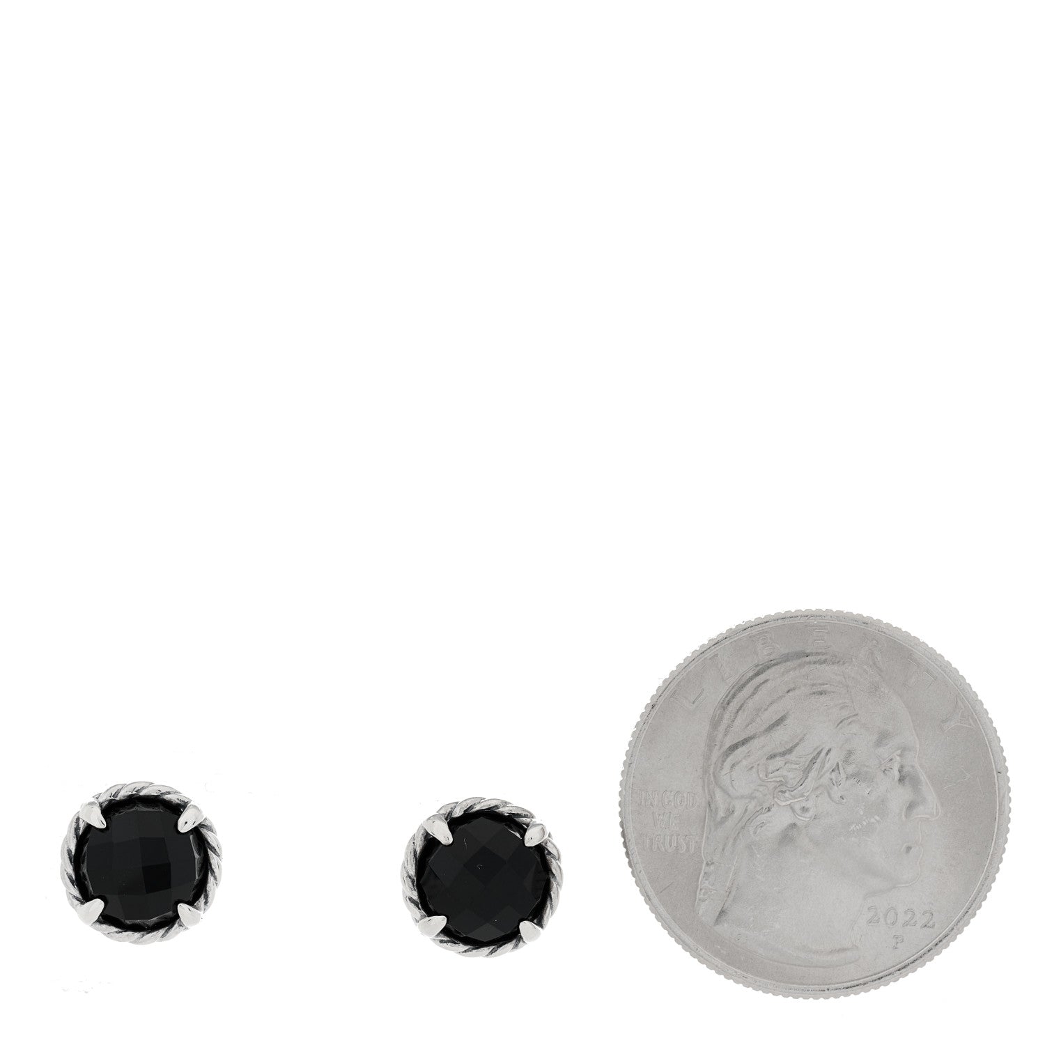 David Yurman Sterling Silver Black Onyx 8mm Chatelaine Earrings 2 of 5