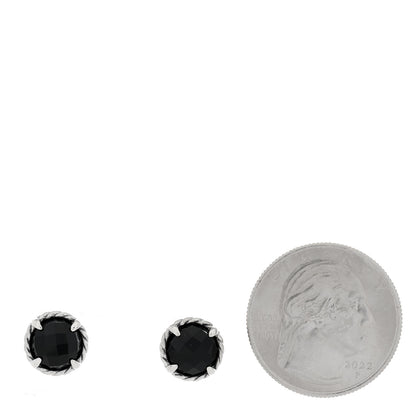 David Yurman Sterling Silver Black Onyx 8mm Chatelaine Earrings 2 of 5