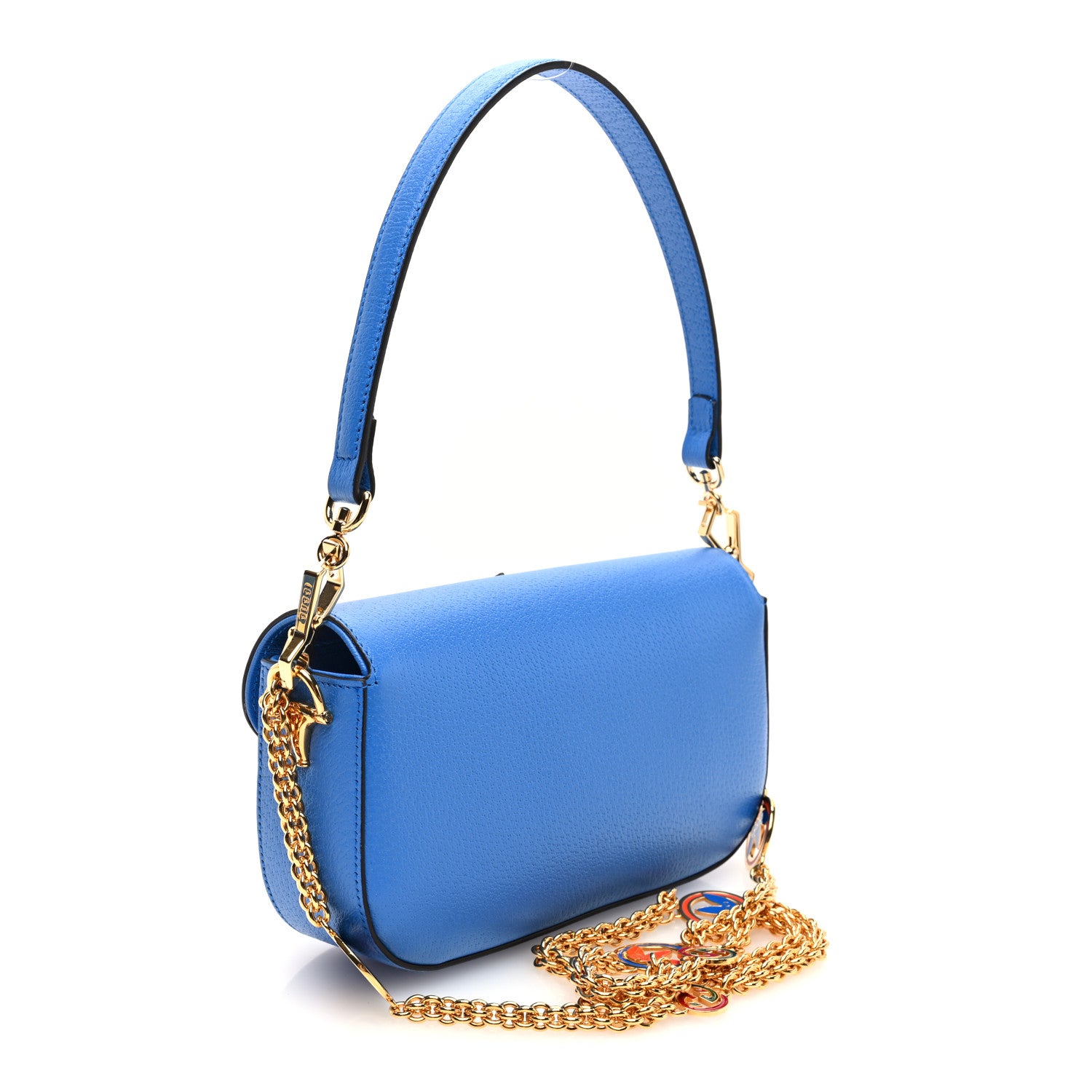 Gucci X ADIDAS Textured Dollar Calfskin Web Small Trefoil Horsebit 1955 Shoulder Bag Blue Off White 3 of 10