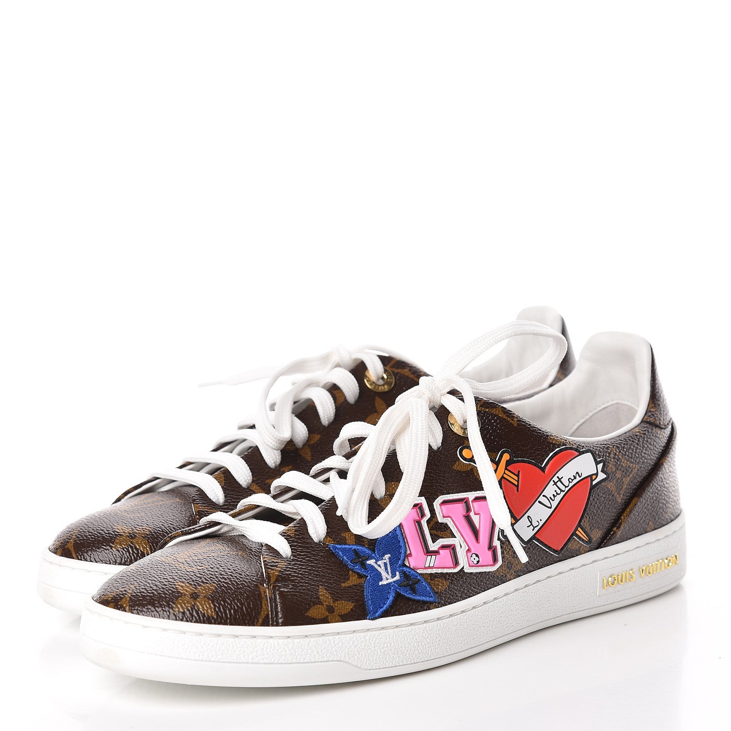 Louis Vuitton Calfskin Monogram LV Black Heart Sneakers 38.5 Cacao 3 of 9