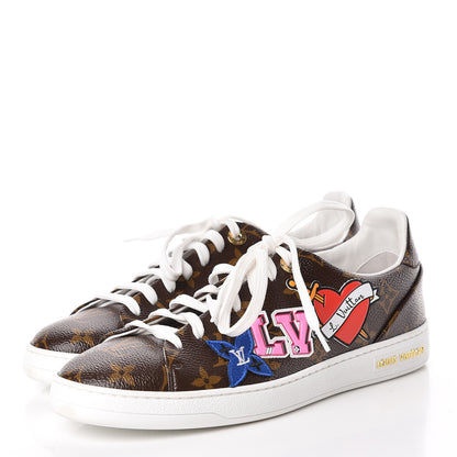 Louis Vuitton Calfskin Monogram LV Black Heart Sneakers 38.5 Cacao 3 of 9