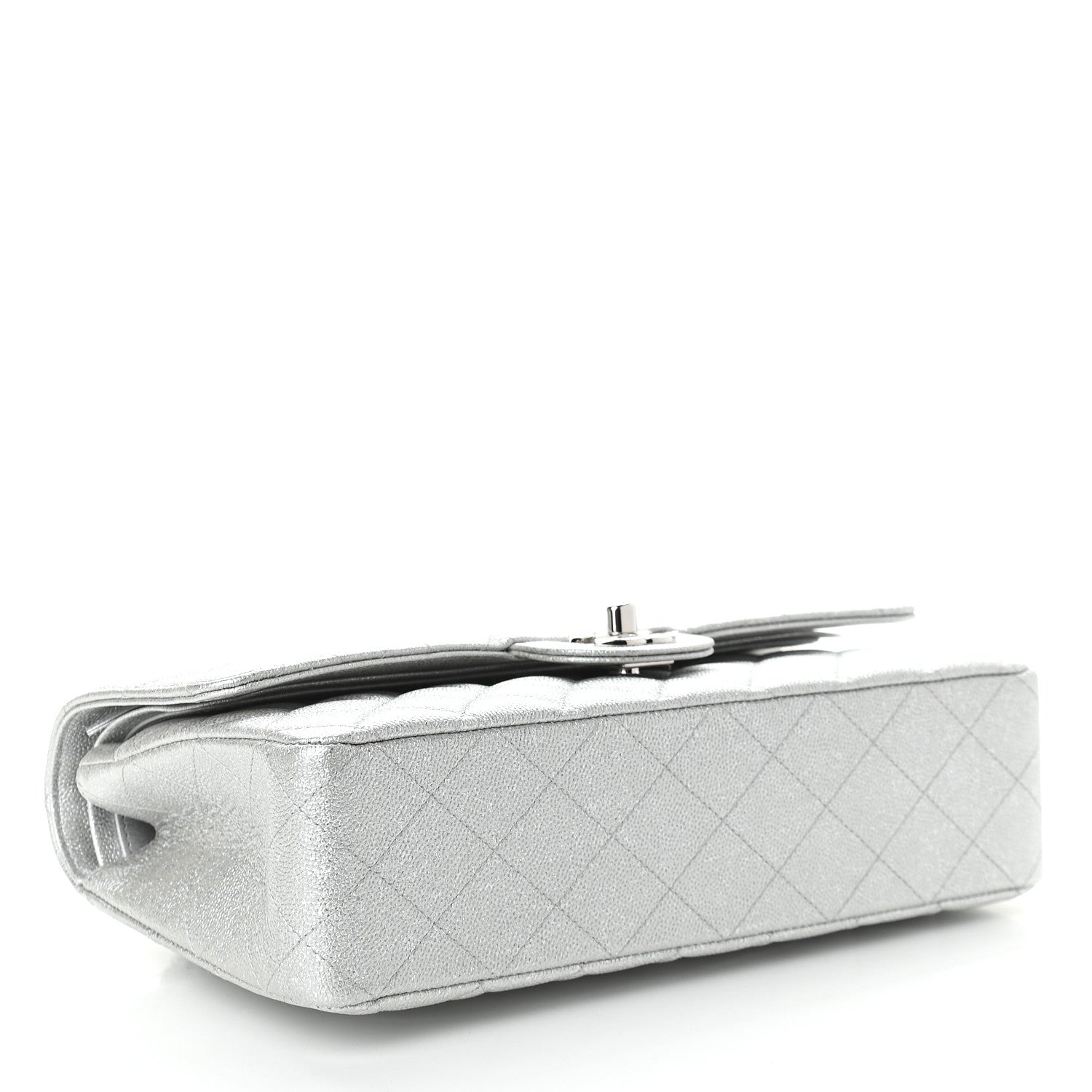 Chanel Glittered Metallic Caviar Quilted Medium Double Flap Silver 4 of 9