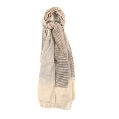 Hermes Cashmere Horizon Gradient Fringe Stole Ivory Gris 1 of 4