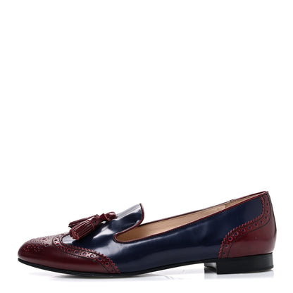 Prada Calfskin Tassel Slip On Loafers 38 Navy Red 1 of 11