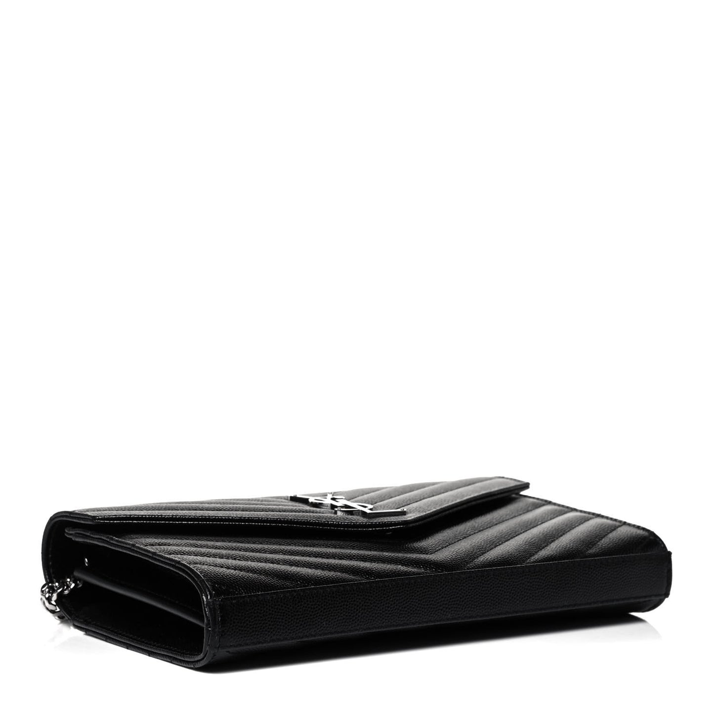 Grain De Poudre Matelasse Chevron Monogram Chain Wallet Black