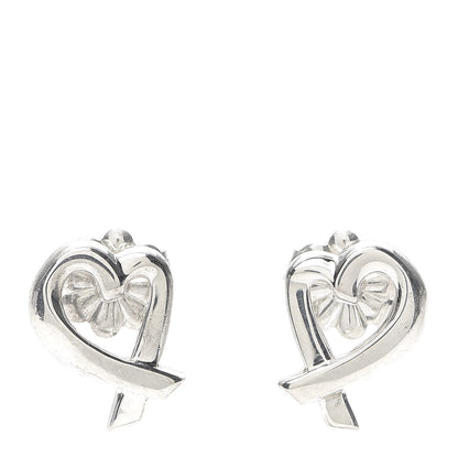 Tiffany Sterling Silver Mini Paloma Picasso Loving Heart Earrings 1 of 5