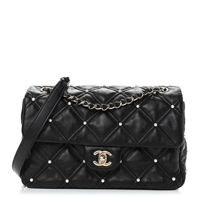 Chanel Lambskin Quilted Pearl Studded Flap Black 1 of 4