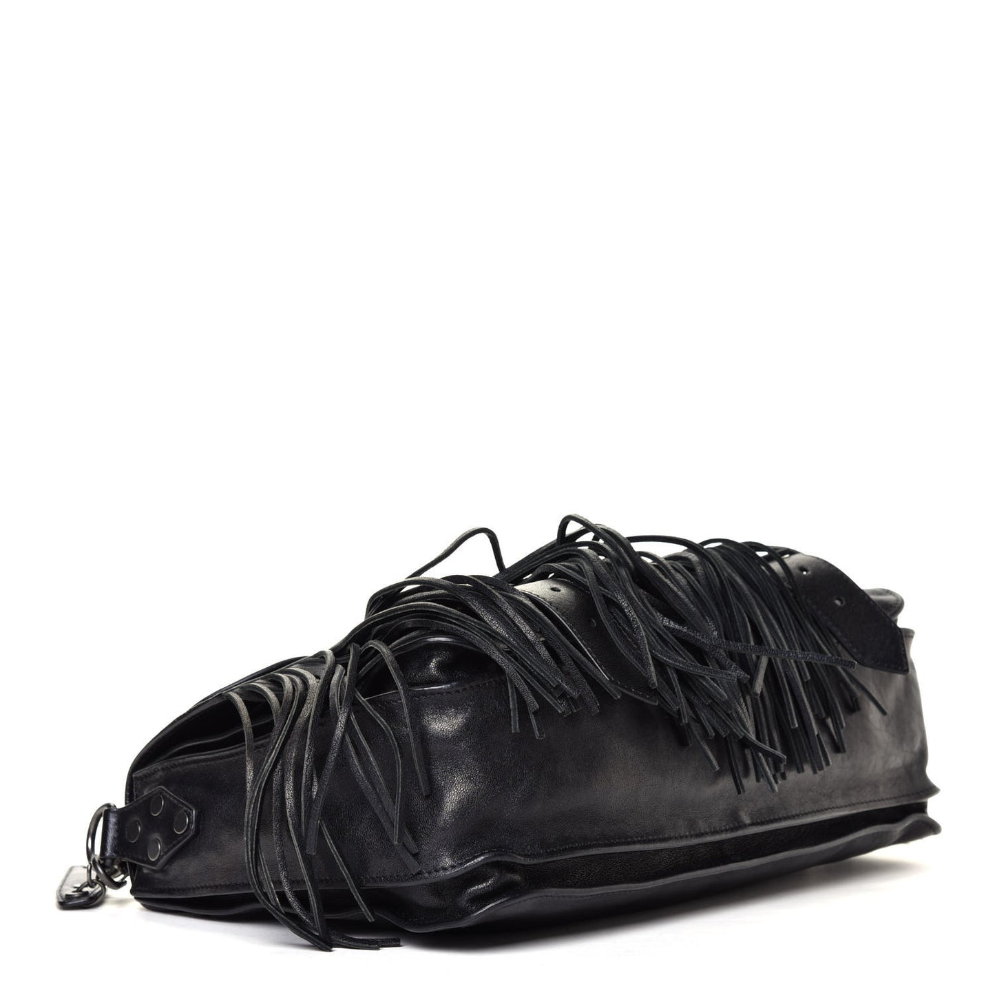 Lambskin Fringe Medium PS1 Satchel Black