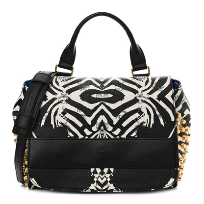 MCM Striped Visetos Funky Zebra Stud Keana Boston Black Blue 1 of 12