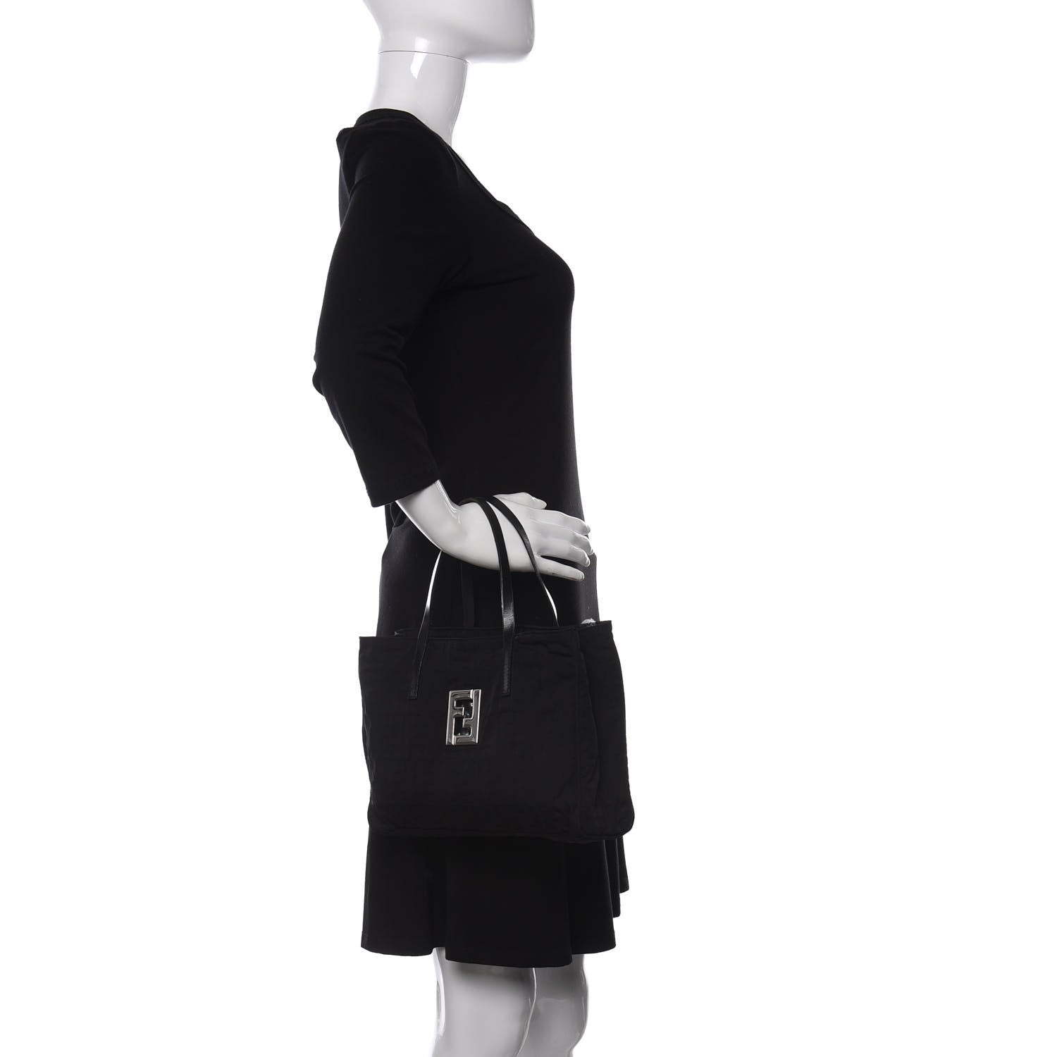 Fendi Nylon Zucca Small Tote Black 2 of 8
