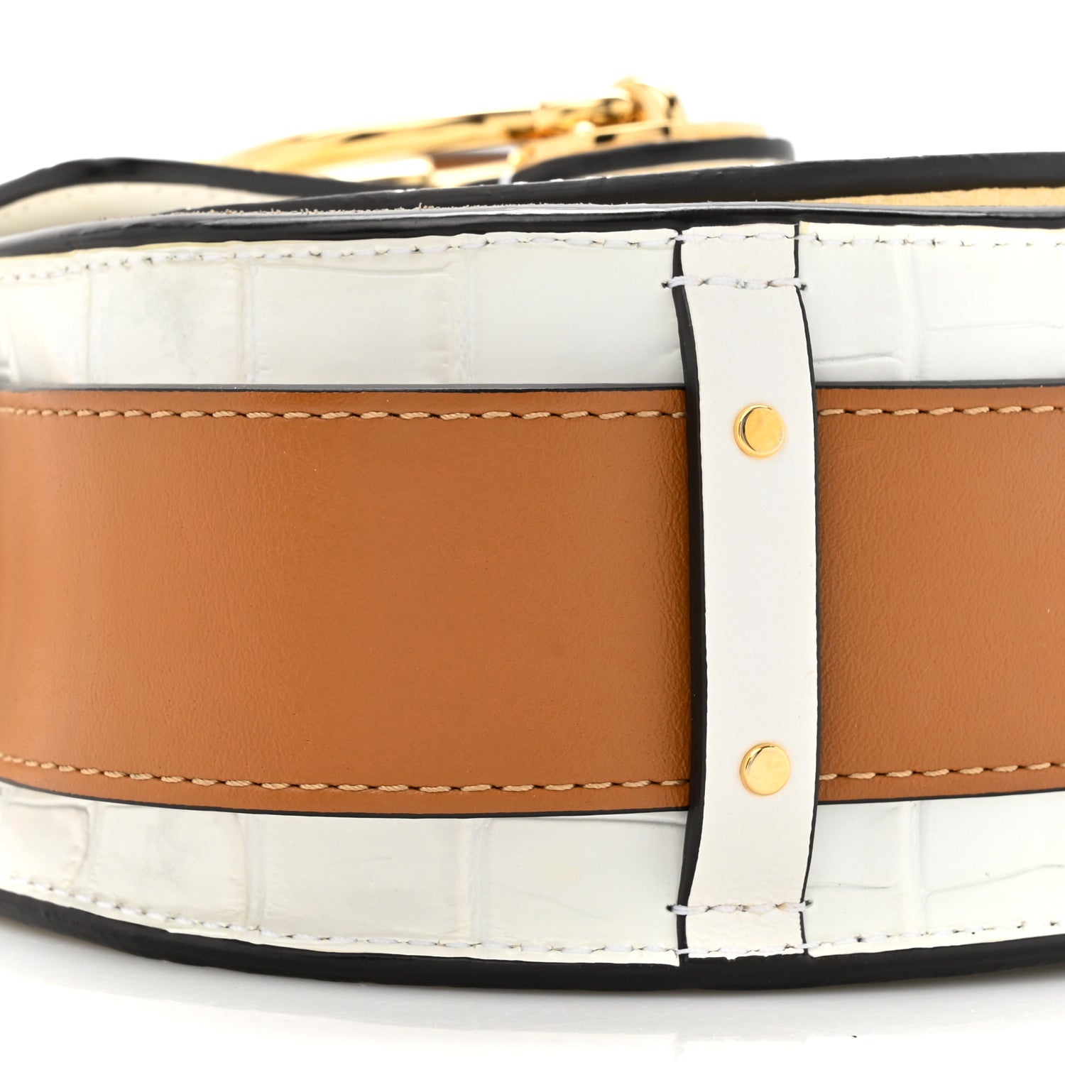 Chloe Calfskin Crocodile Embossed Small Tess Bag Brilliant White 10 of 15
