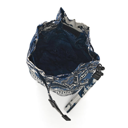 Christian Dior Technical Fabric Embroidered Palm Tree Toile De Jouy DiorTravel Pouch Blue 5 of 11