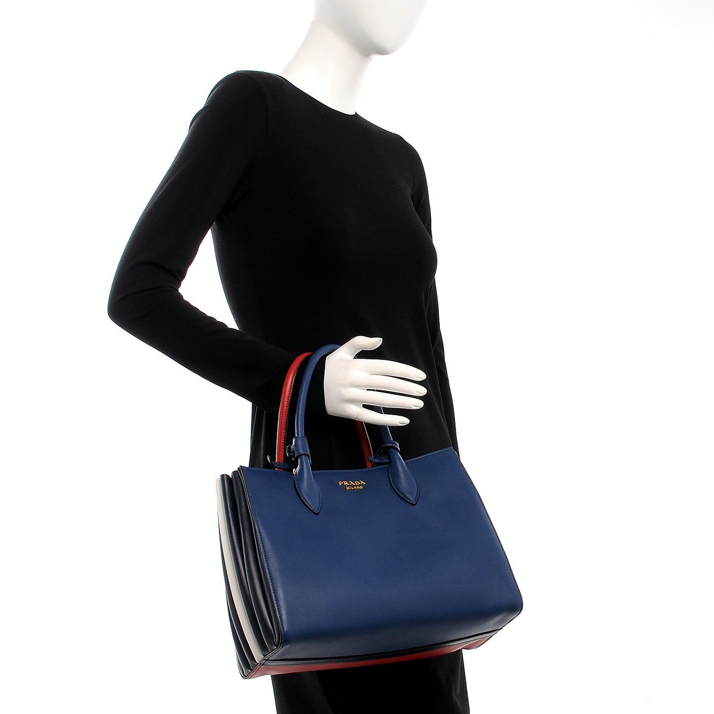 Soft Calf Medium Bibliotheque Tote Blue Red