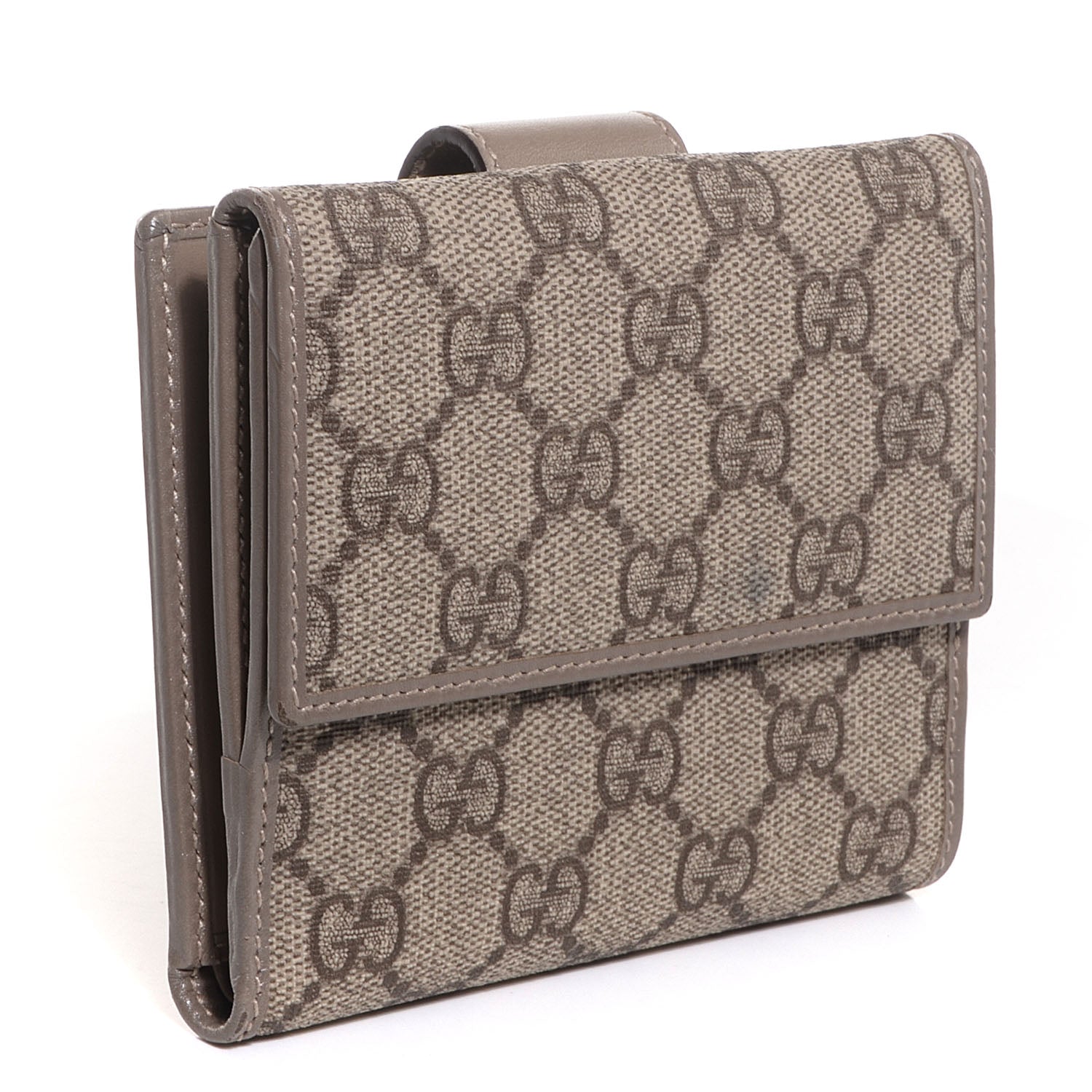 Gucci GG Supreme Monogram Icon Bar French Flap Wallet Beige Ebony Grigio 3 of 8
