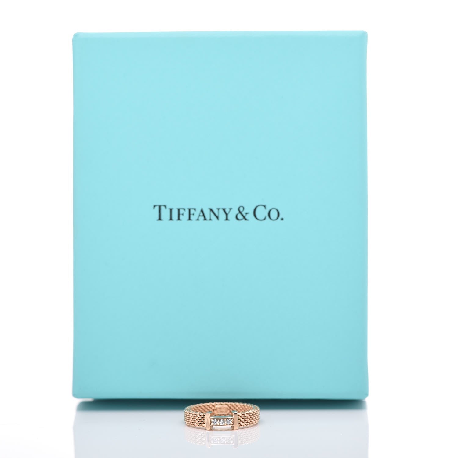 Tiffany 18K Rose Gold Diamond Narrow Somerset Ring 47.5 4.25 6 of 6