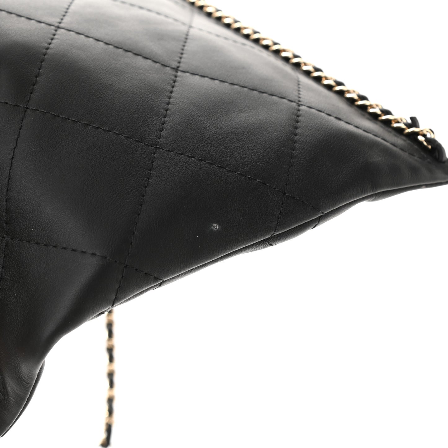 Calfskin Quilted Small Chain Flat Tote Black
