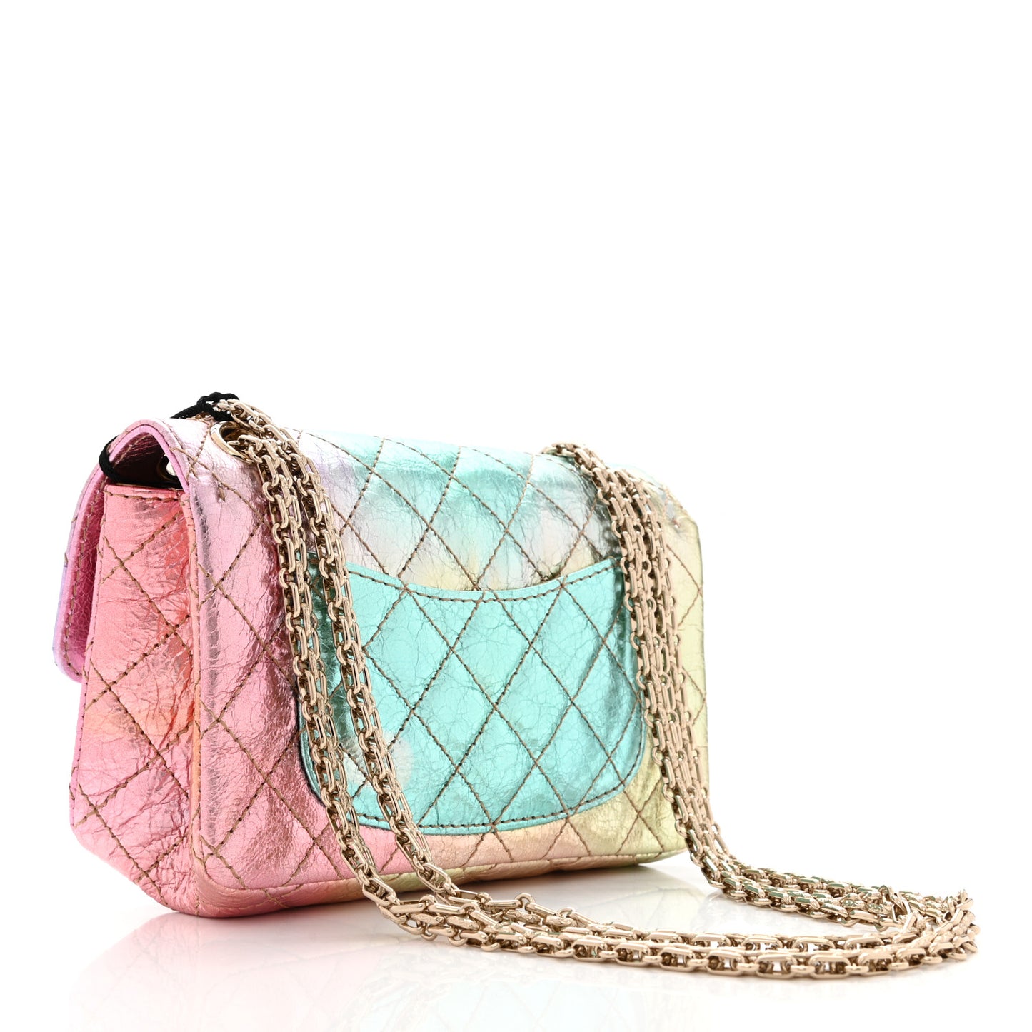 Metallic Goatskin Quilted Mini 2.55 Reissue Flap Multicolor