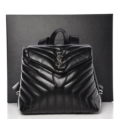 Saint Laurent Calfskin Y Quilted Monogram Small Loulou Backpack Black 10 of 10