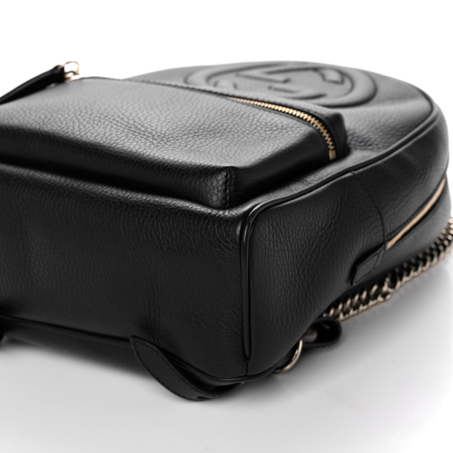Pebbled Calfskin Soho Chain Backpack Black