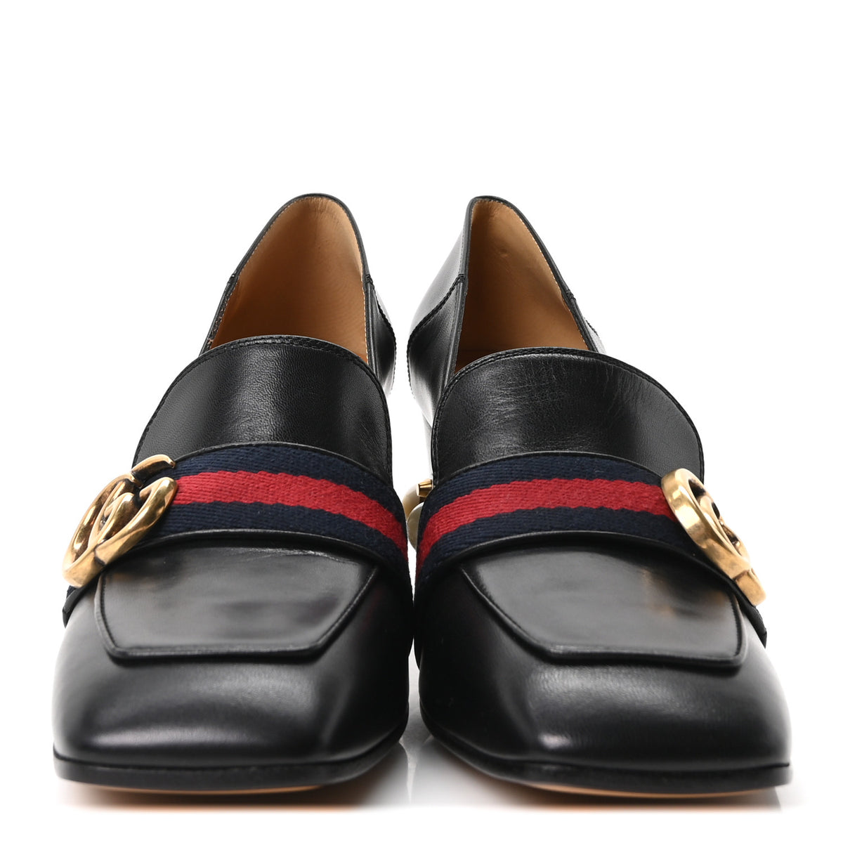 Gucci Malaga Kid Web Pearl Embellished Peyton 75mm Loafer Pumps 37 Black 3 of 10