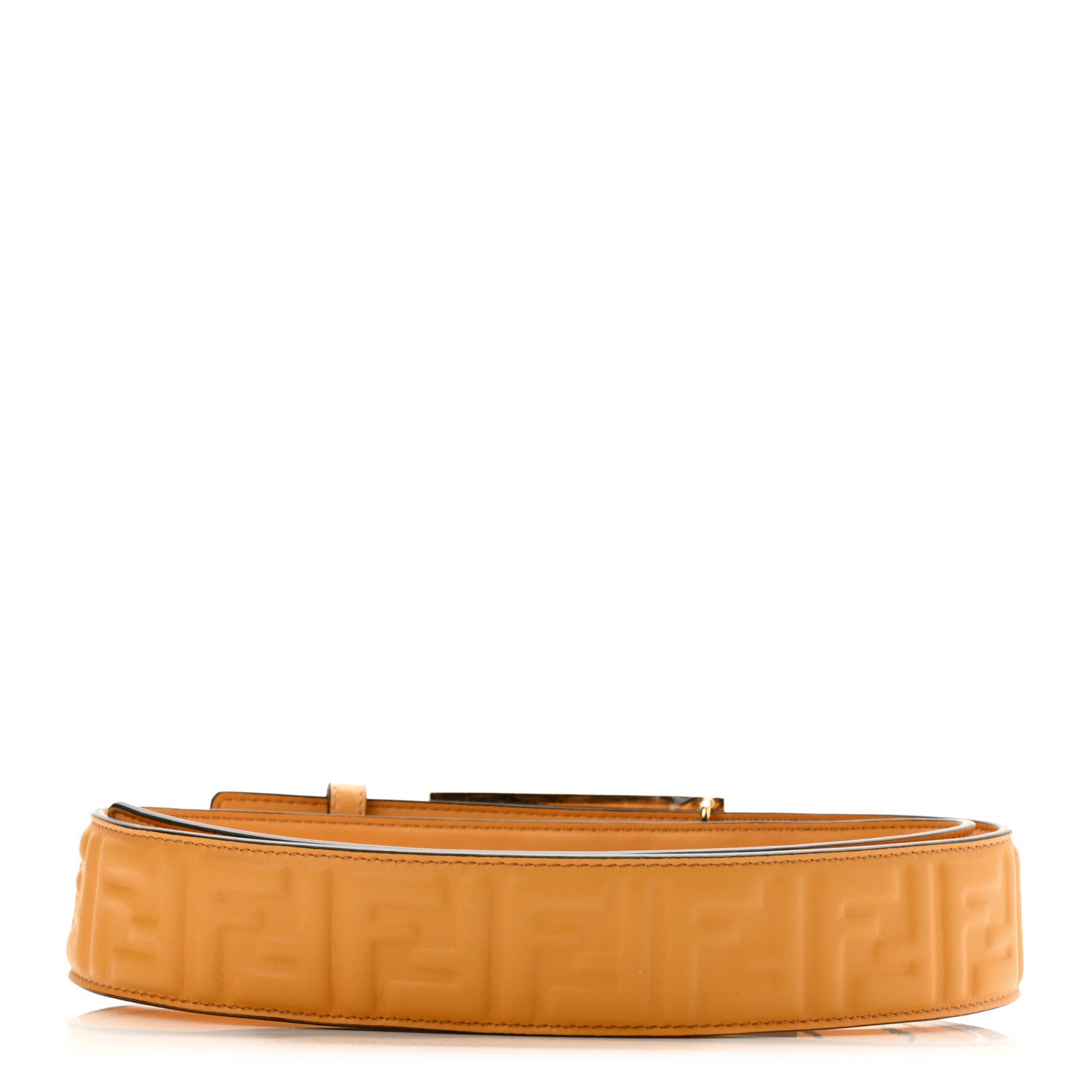 Fendi Vitello Grace FF 1974 Embossed Baguette Belt 80 32 Miele Scuro 2 of 7