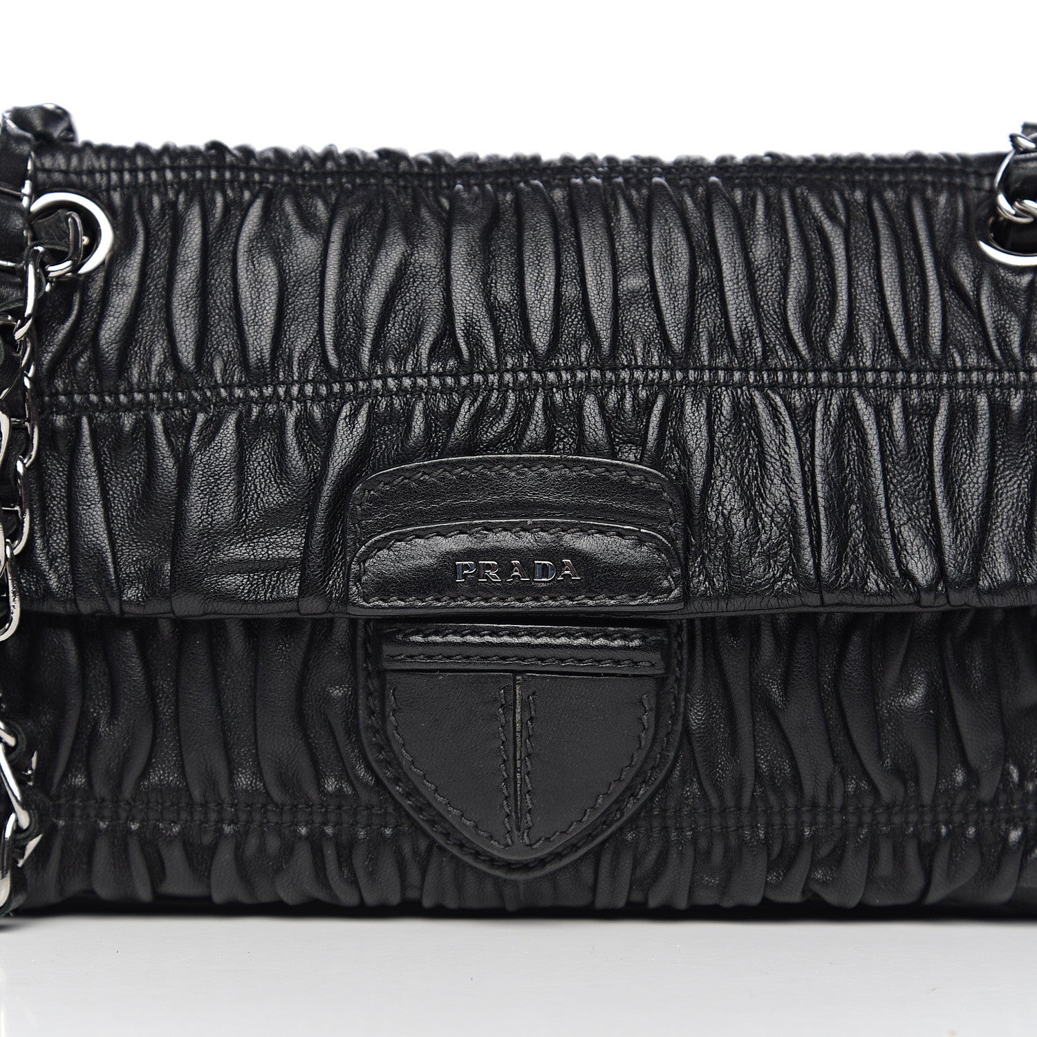 Prada Nappa Gaufre Flap Chain Shoulder Bag Black 9 of 9