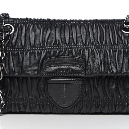 Prada Nappa Gaufre Flap Chain Shoulder Bag Black 9 of 9