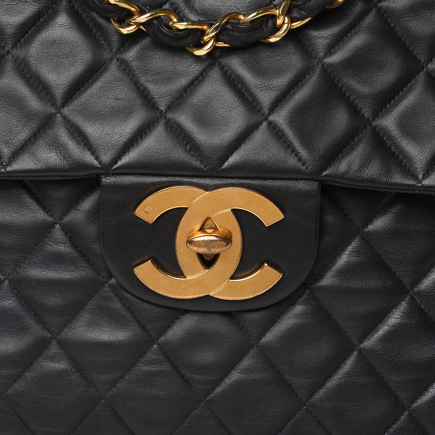 Lambskin Quilted XL Jumbo Single Flap Black