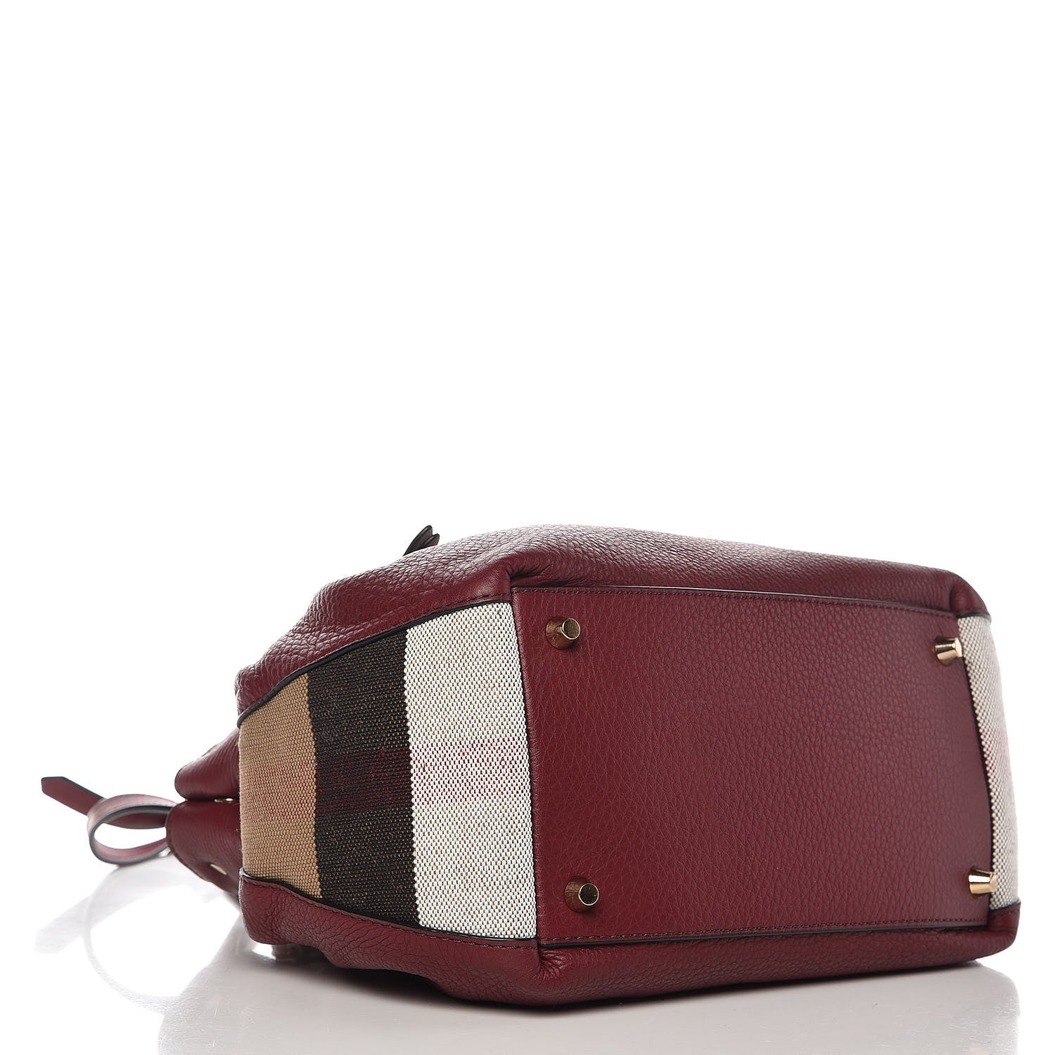 Burberry Grainy Calfskin House Check Small Maidstone Burgundy Red 4 of 9