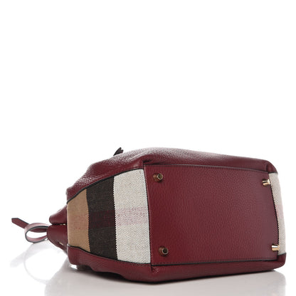 Burberry Grainy Calfskin House Check Small Maidstone Burgundy Red 4 of 9