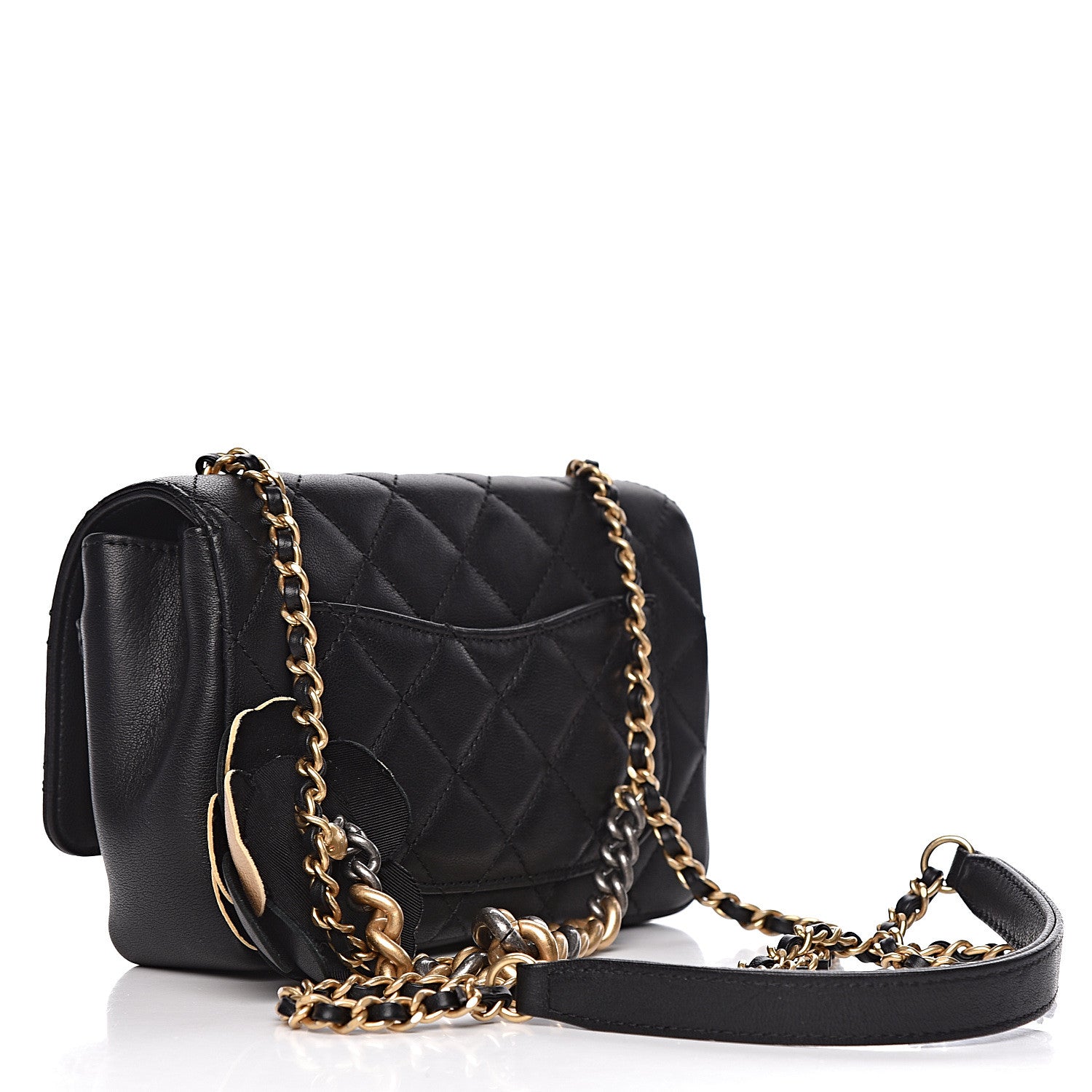 Chanel Lambskin Quilted Small Camellia Flower Flap Black 3 of 11