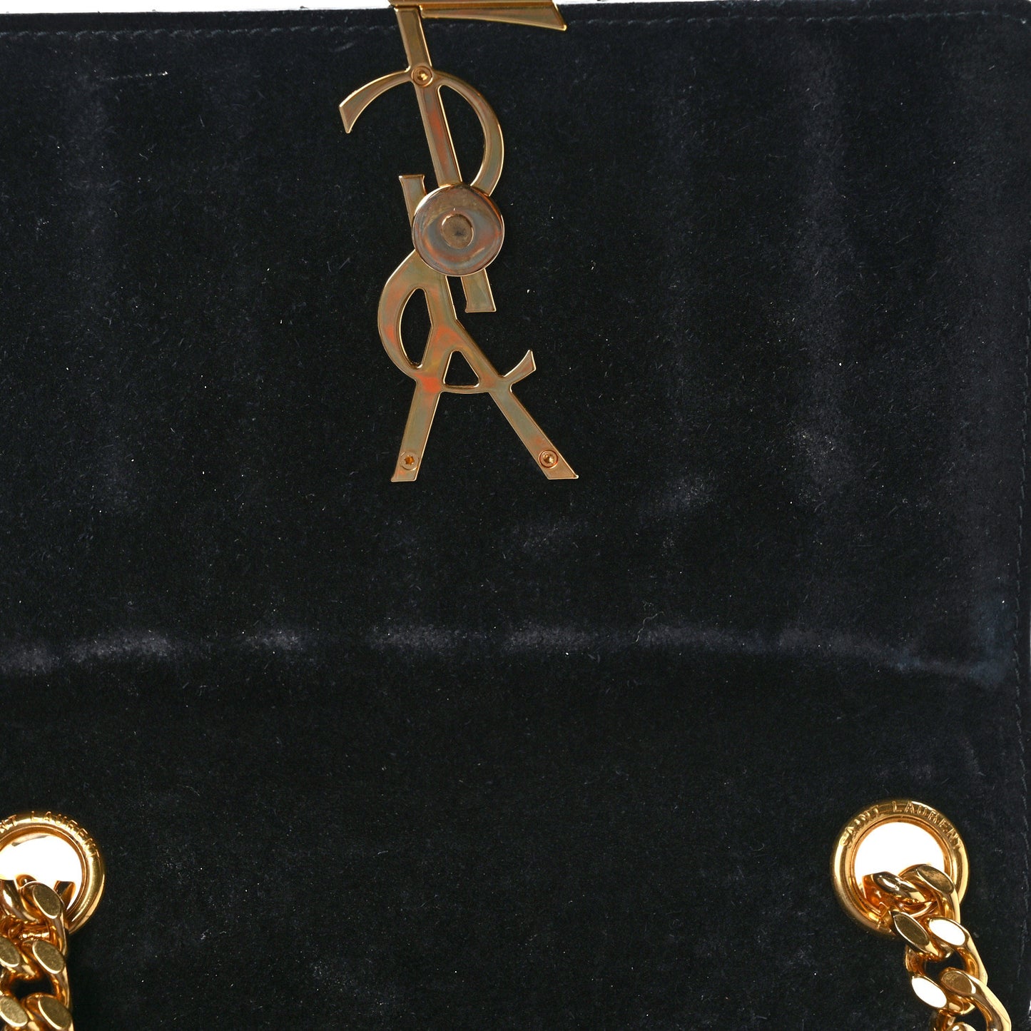 Patent Calfskin Matelasse Monogram Medium Vicky Chain Bag Black