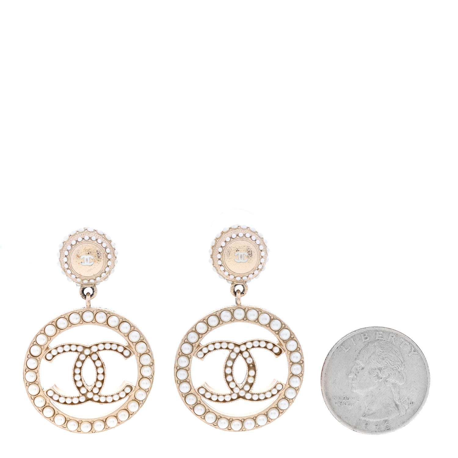 Chanel Pearl CC Round Earrings Gold 2 of 5