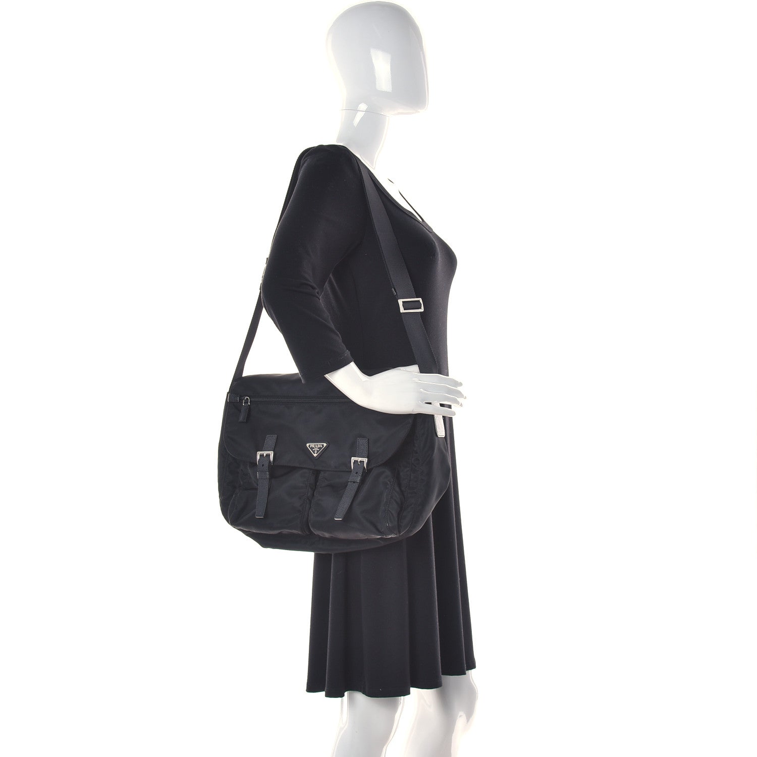 Prada Nylon Vela Messenger Bag Black 3 of 10