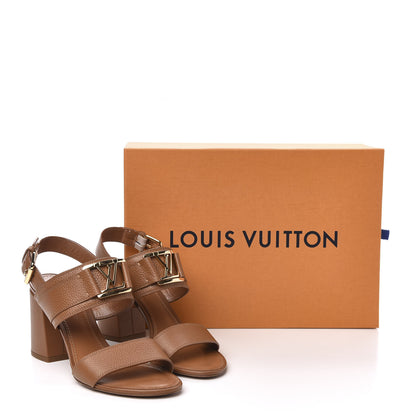Louis Vuitton Grained Calfskin Horizon Sandals 37 Cognac Brown 9 of 9