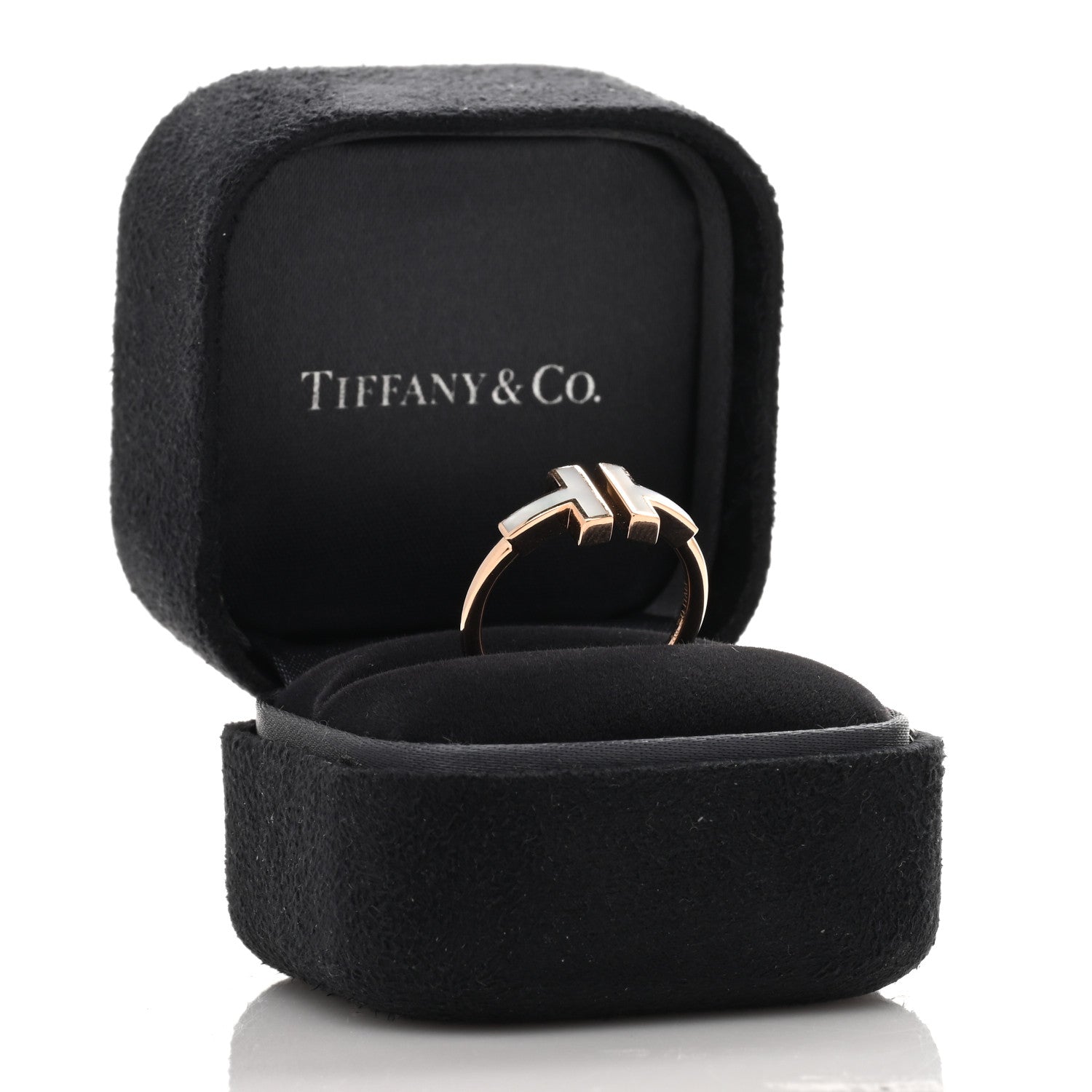 Tiffany 18K Rose Gold Mother of Pearl T Wire Ring 53 6.5 5 of 5