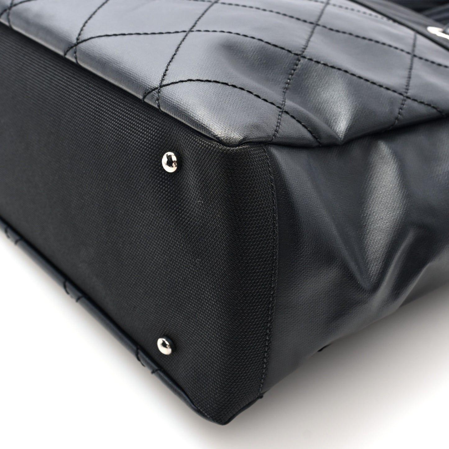 Coated Canvas Quilted Large Paris Biarritz Tote Black