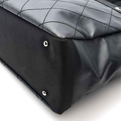 Chanel Coated Canvas Quilted Large Paris Biarritz Tote Black 10 of 10