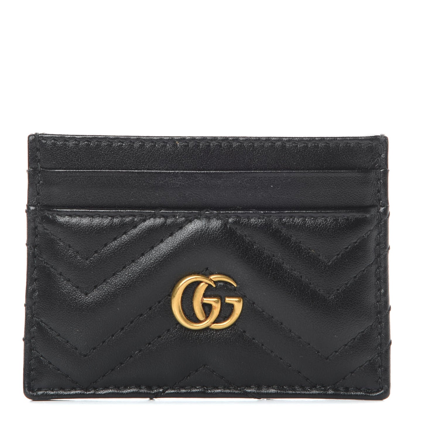 Calfskin Matelasse GG Marmont Card Holder Black