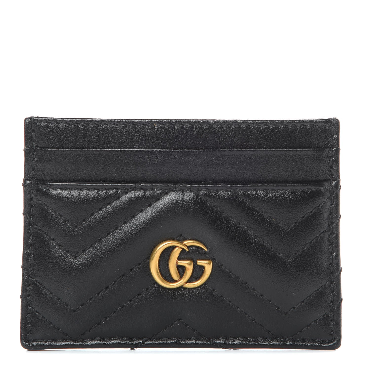 Gucci Calfskin Matelasse GG Marmont Card Holder Black 1 of 7