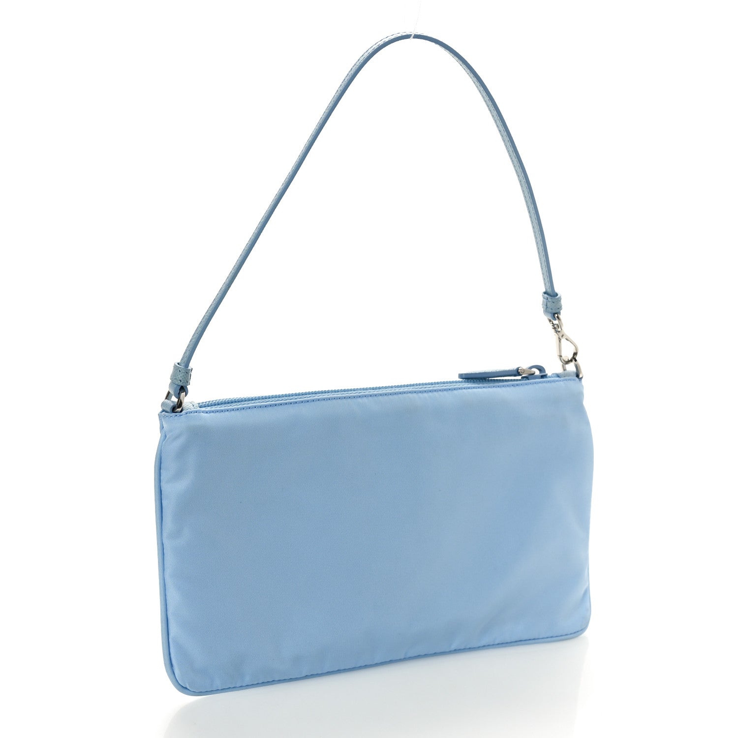 Prada Re-Nylon Vela Saffiano Mini Pochette Bag Celeste 1562773