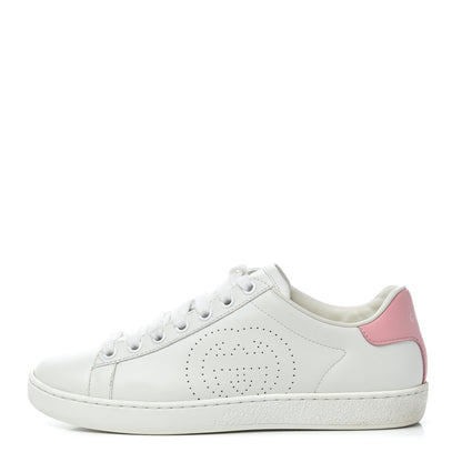 Gucci Calfskin Interlocking G Perforated Womens Ace Sneakers 35 White Wild Rose 1 of 14