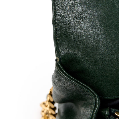 Saint Laurent Sheepskin Matelasse Chevron Monogram Large College Satchel Dark Green 14 of 15
