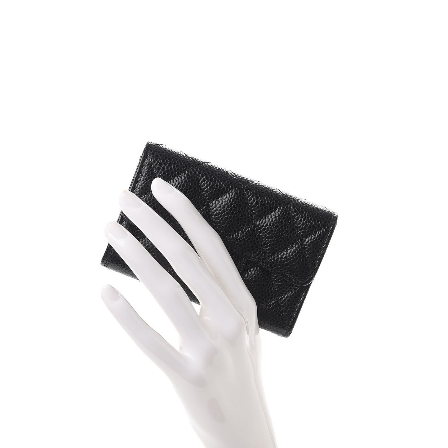 Caviar Quilted Flap Card Holder Black